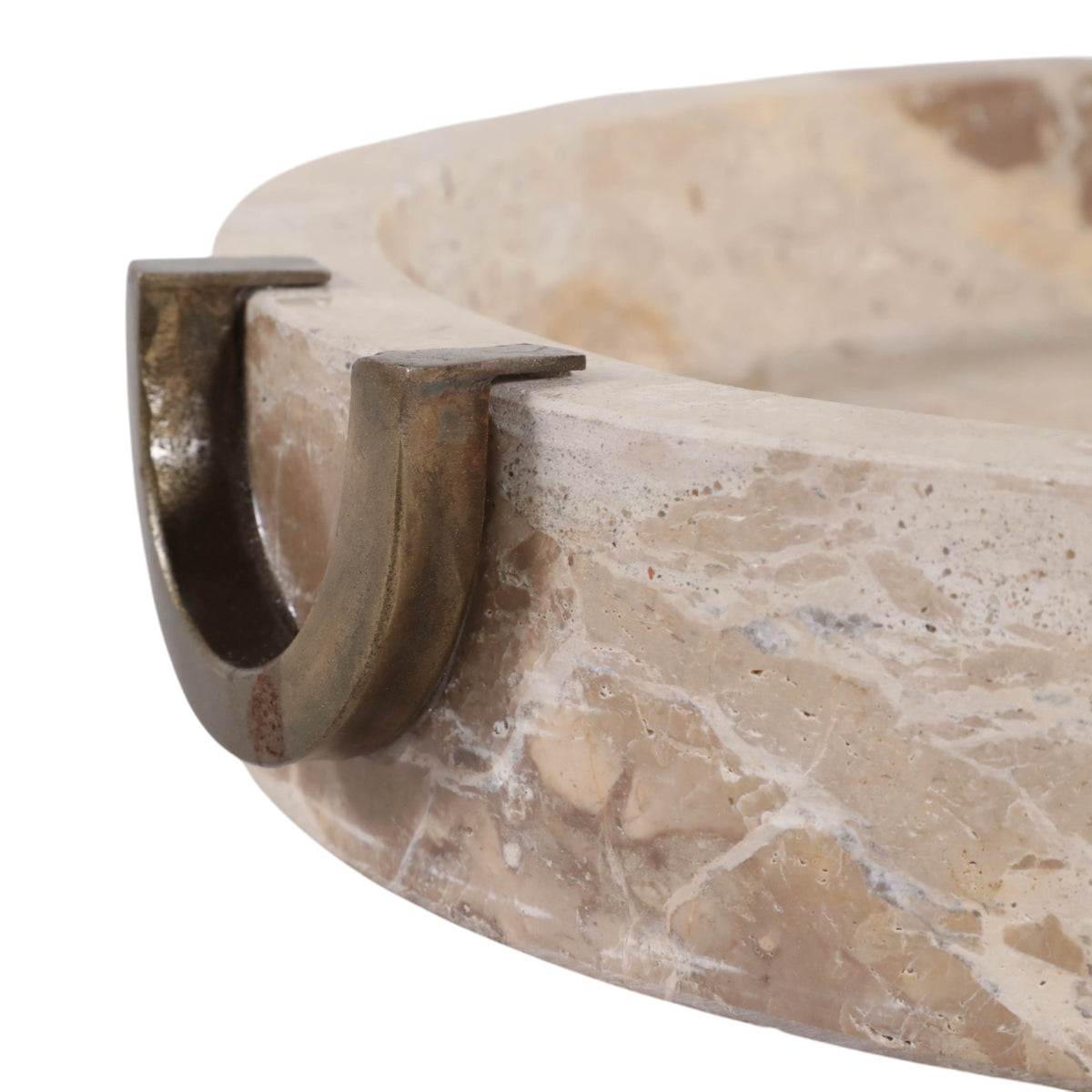 Wingo Leopard/Tan/Brass Marble Bowl with Antique Handle