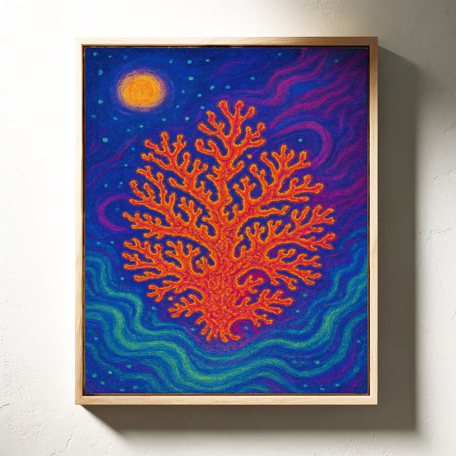 Cosmic Coral Under Moonlight