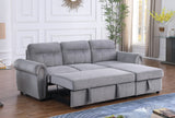 Ashton Gray 96.5"W Velvet Reversible Sleeper Sectional Sofa with Chaise
