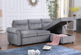Ashton Gray 96.5"W Velvet Reversible Sleeper Sectional Sofa with Chaise