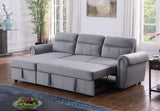 Ashton Gray 96.5"W Velvet Reversible Sleeper Sectional Sofa with Chaise