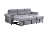 Ashton Gray 96.5"W Velvet Reversible Sleeper Sectional Sofa with Chaise