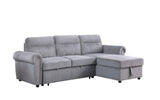 Ashton Gray 96.5"W Velvet Reversible Sleeper Sectional Sofa with Chaise