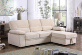 Kipling Beige 97.5"W Velvet Reversible Sleeper Sectional Sofa with Chaise