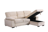 Kipling Beige 97.5"W Velvet Reversible Sleeper Sectional Sofa with Chaise