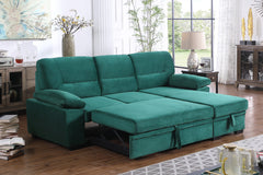 Kipling Green 97.5"W Velvet Reversible Sleeper Sectional Sofa with Chaise