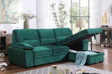 Kipling Green 97.5"W Velvet Reversible Sleeper Sectional Sofa with Chaise