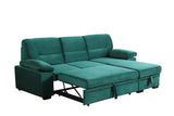 Kipling Green 97.5"W Velvet Reversible Sleeper Sectional Sofa with Chaise