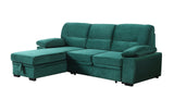Kipling Green 97.5"W Velvet Reversible Sleeper Sectional Sofa with Chaise