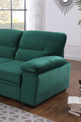 Kipling Green 97.5"W Velvet Reversible Sleeper Sectional Sofa with Chaise
