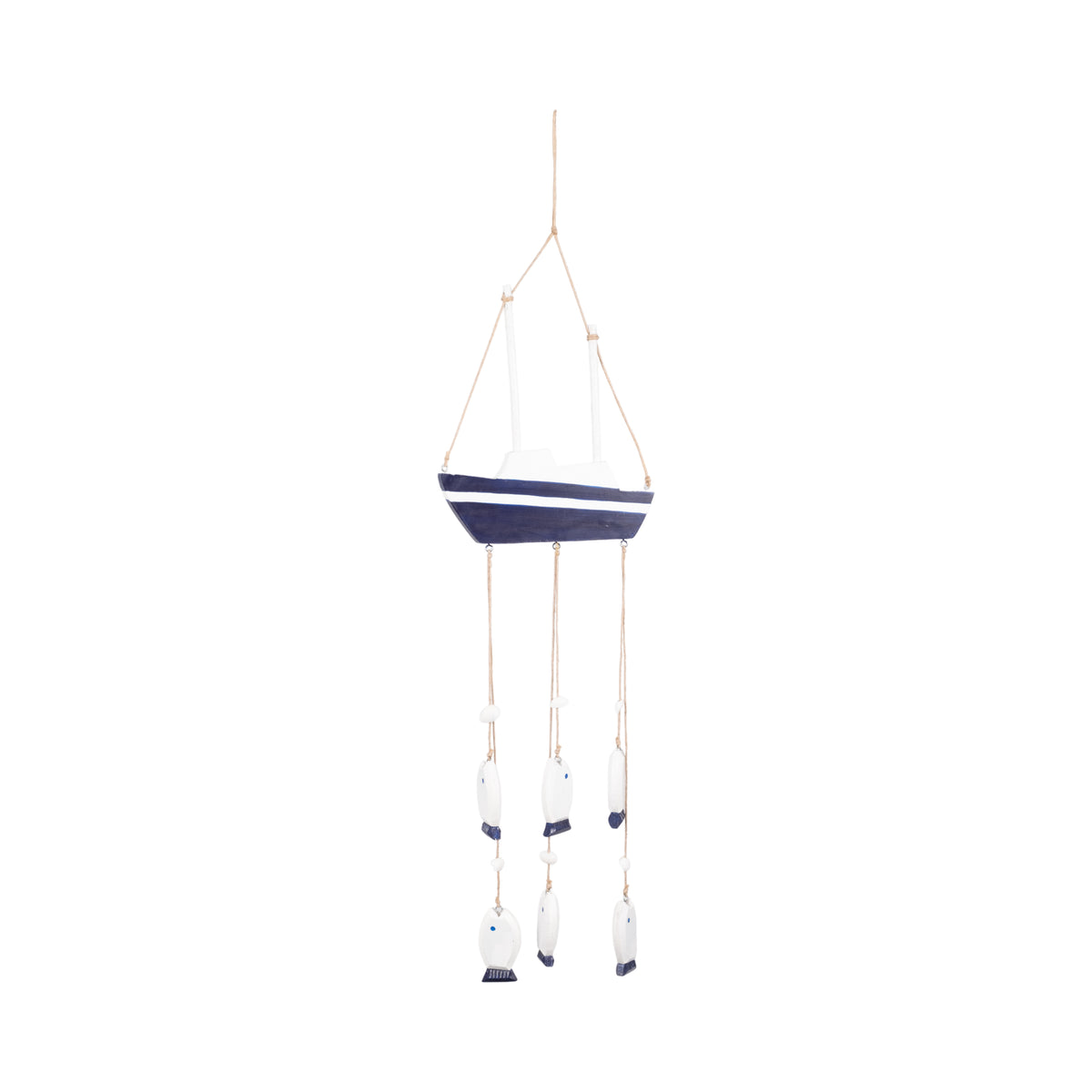 Camulos Multicolor Wood Sailboat with Hanging Fish
