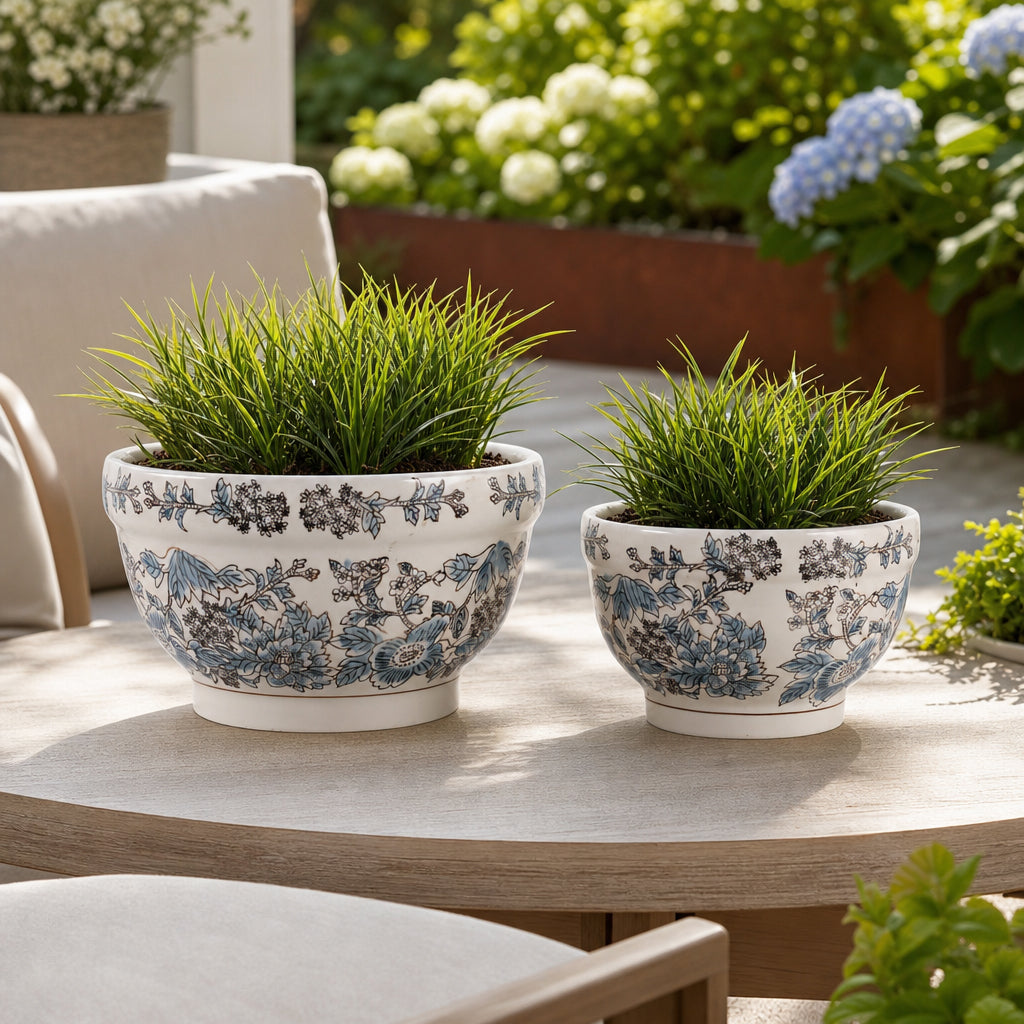 Bondview Blue/Brown Large Planters (Set of 2)