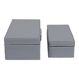 Bardsdale Blue/Silver Shagreen Boxes with Hardware (Set of 2)