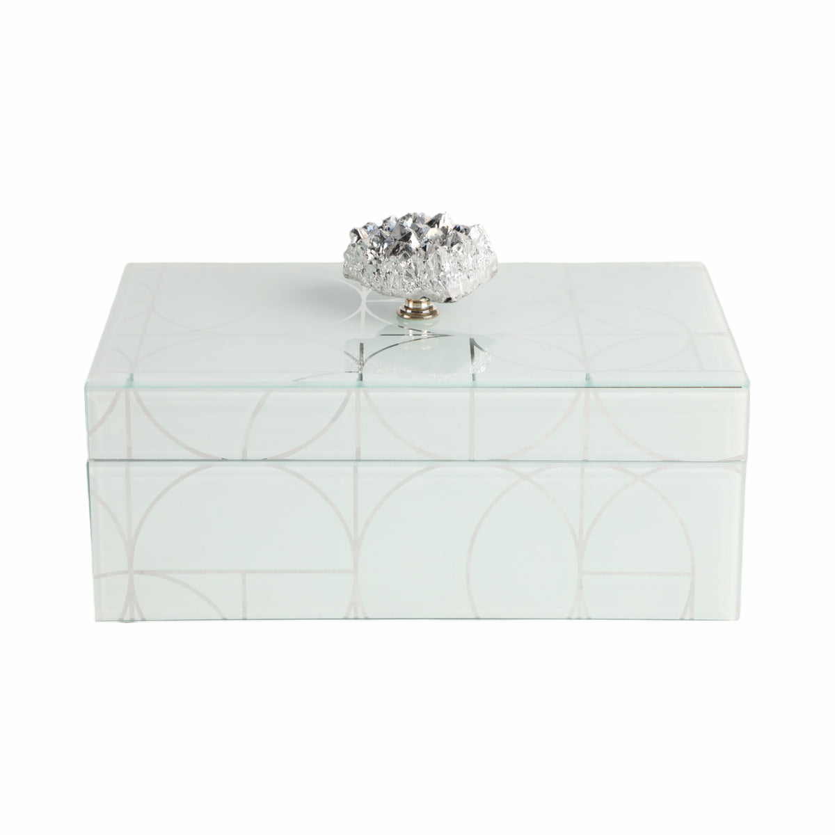 Pollock Silver Sparkly Geo Glass Box with Stone Top