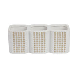 Mococo Beige 3-Cup Dotted Pen Holder