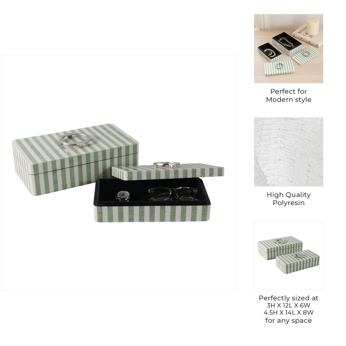 Deckerworth Green/Ivory Boxes (Set of 2)