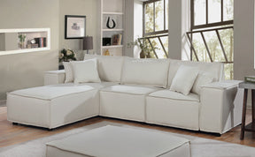 Harvey Beige 104"W Linen Sofa with Reversible Chaise