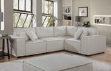 Melrose Beige 99"W Linen Modular Sectional Sofa with Ottoman