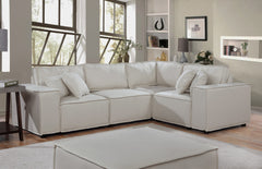 Melrose Beige 99"W Linen Modular Sectional Sofa with Ottoman