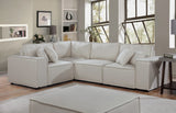 Melrose Beige 99"W Linen Modular Sectional Sofa with Ottoman