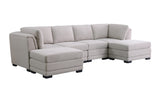 Kristin Light Gray 121.5"W Linen Reversible Sectional Sofa with 2 Ottomans