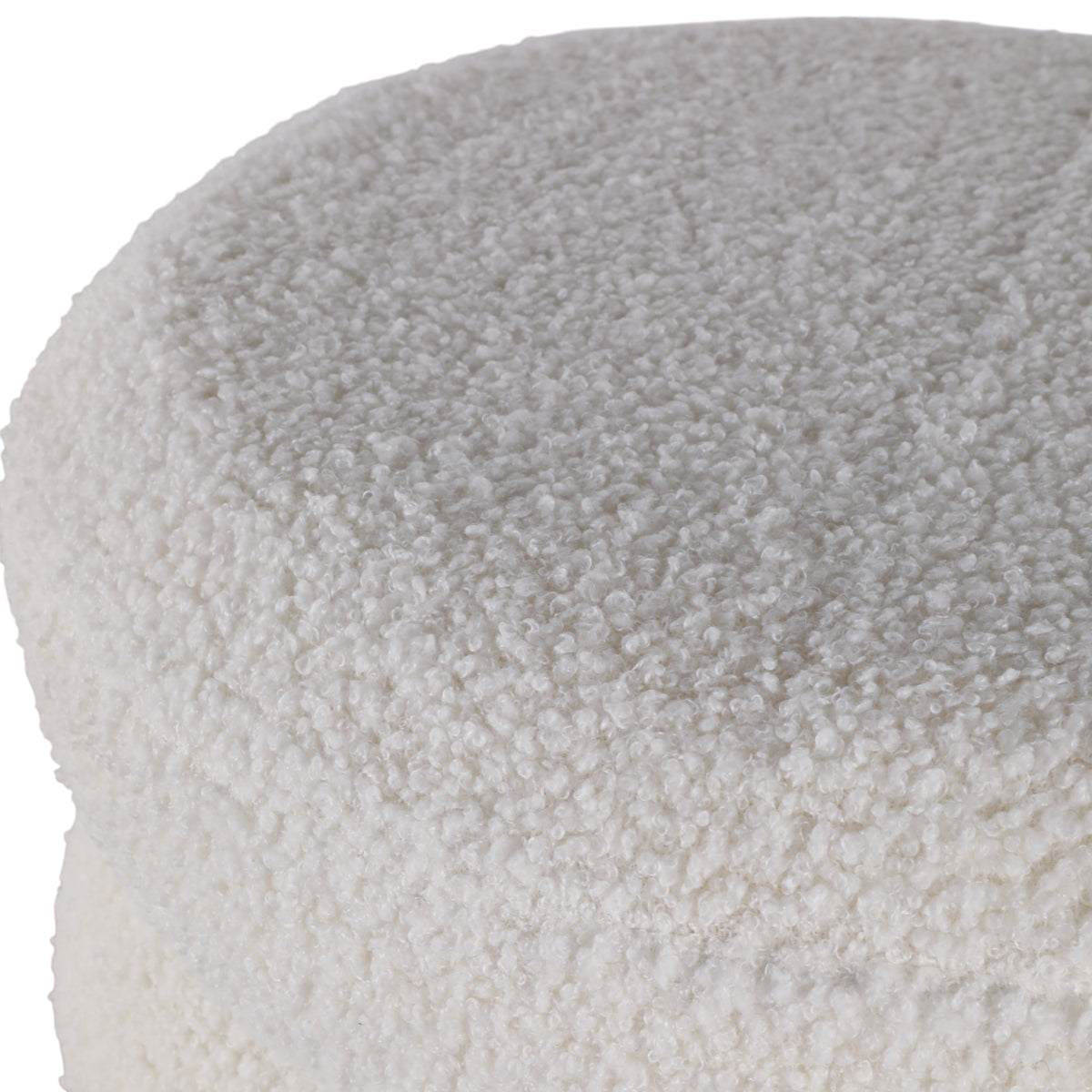 Bonetti Ivory Ribbed Teddy Ottoman with Ball Feet