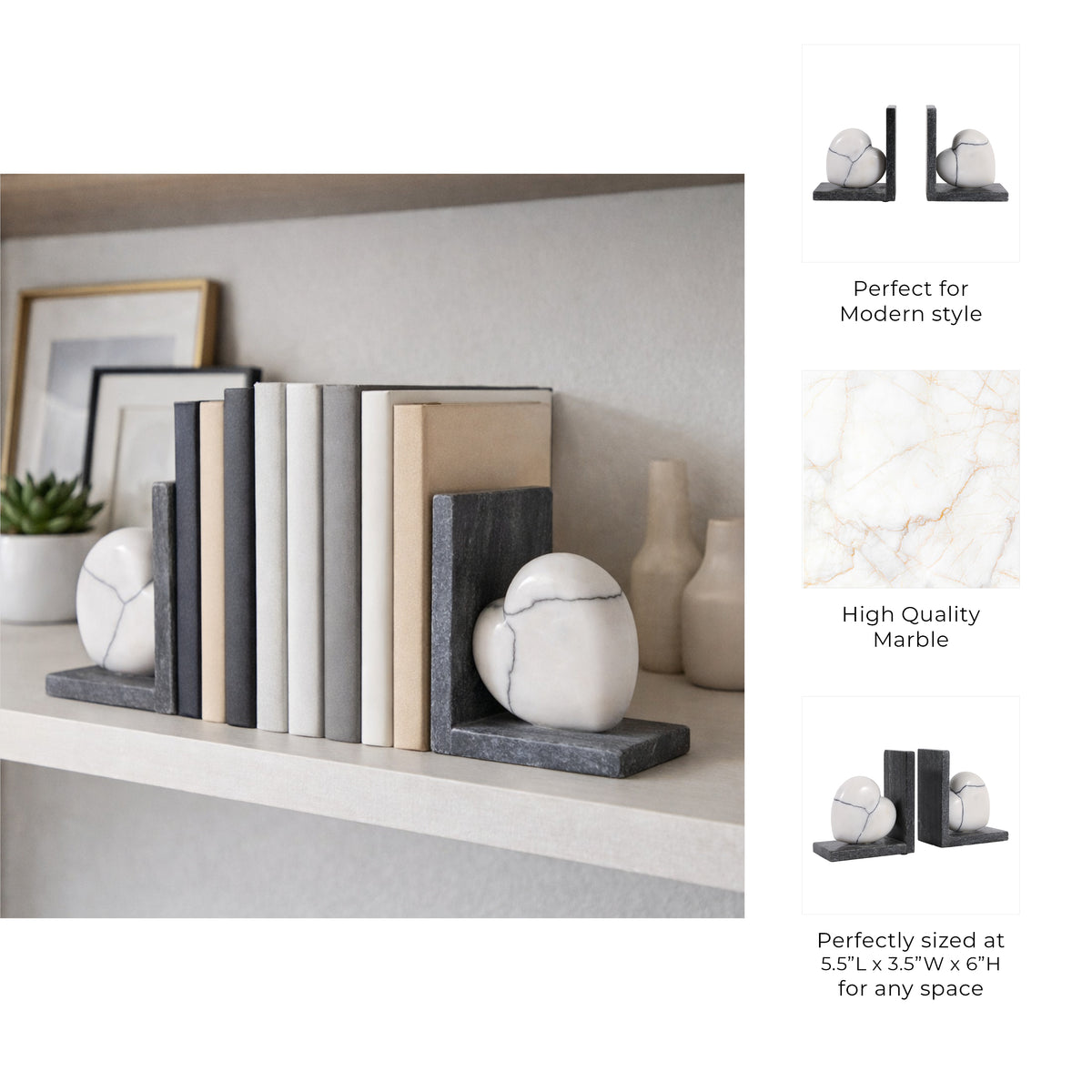 Pagewell White/Black Bookends (Set of 2)
