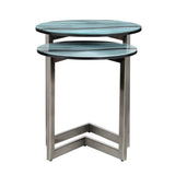 Hereford Green/Silver 2-Piece Nesting Tables