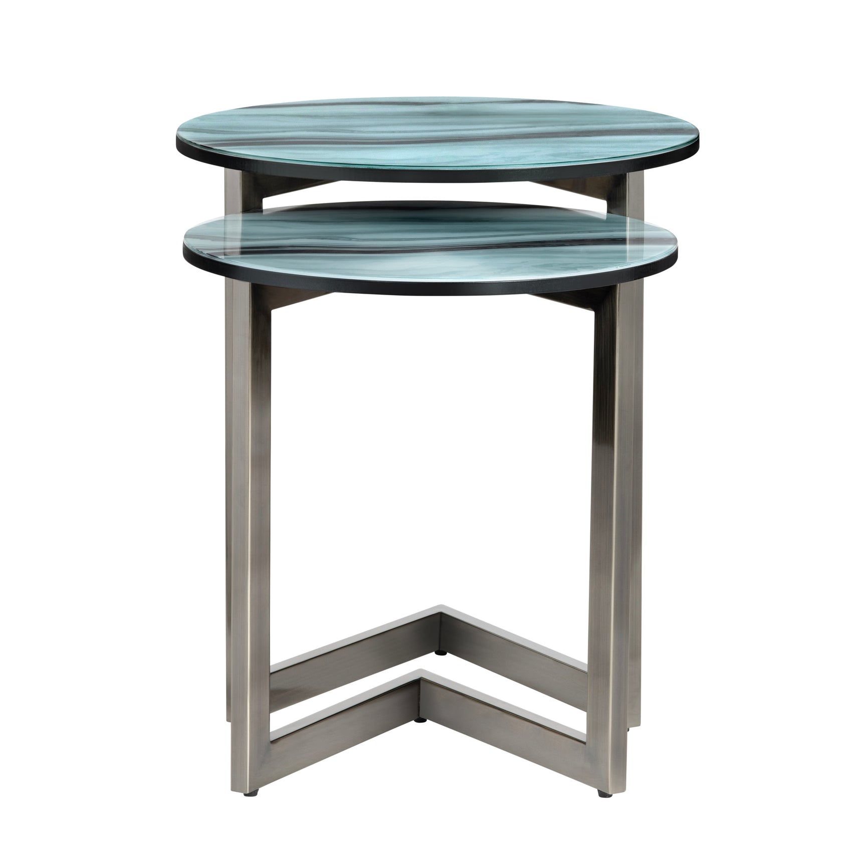 Hereford Green/Silver 2-Piece Nesting Tables