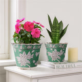 Aidenridge Green/White/Brown Planters (Set of 2)