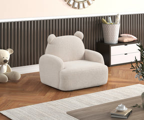 Raelynn Beige 25.5"W Sherpa Bear-Shaped Kids Armchair