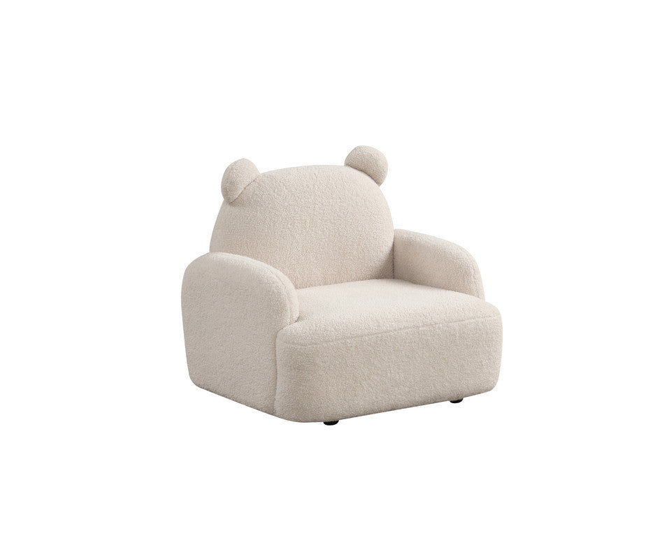Raelynn Beige 25.5"W Sherpa Bear-Shaped Kids Armchair