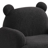 Raelynn Black 25.5"W Sherpa Bear-Shaped Kids Armchair