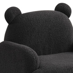 Raelynn Black 25.5"W Sherpa Bear-Shaped Kids Armchair