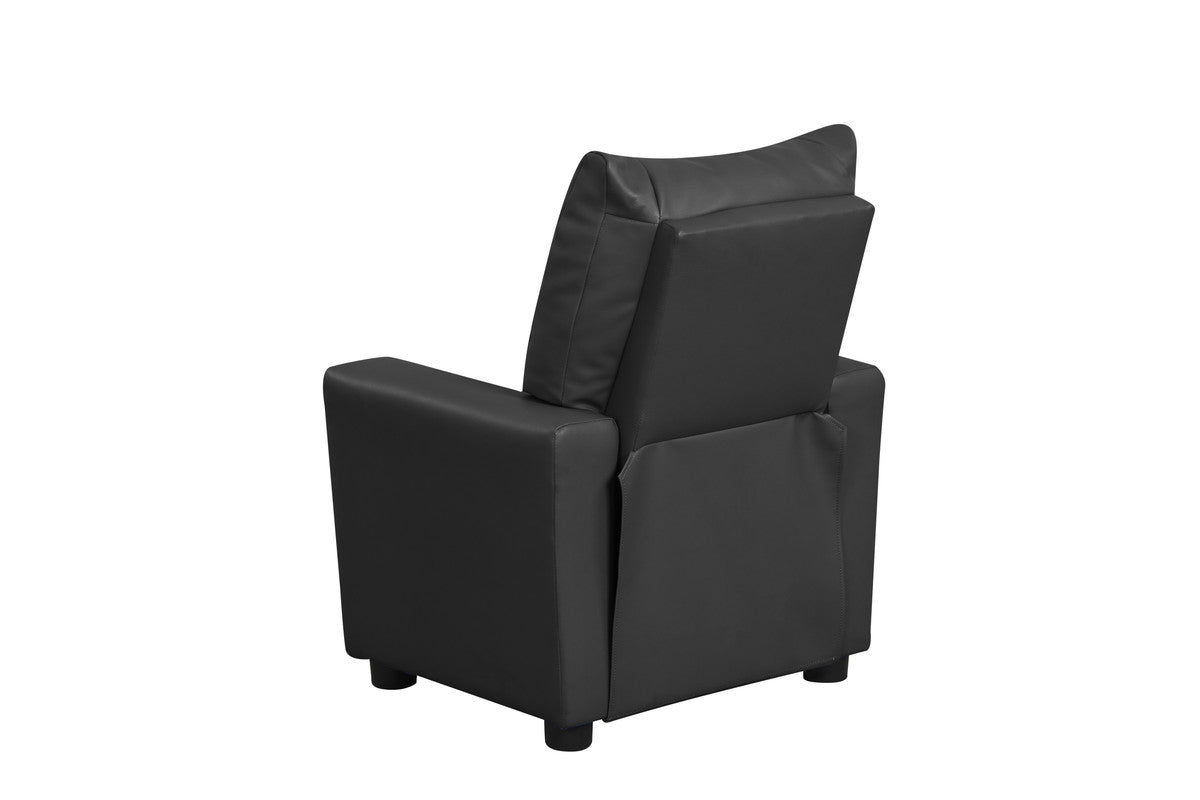 Perline Black 23"W PU Leather Kids Recliner
