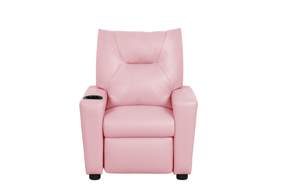 Perline Pink 23"W PU Leather Kids Recliner