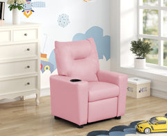 Perline Pink 23"W PU Leather Kids Recliner