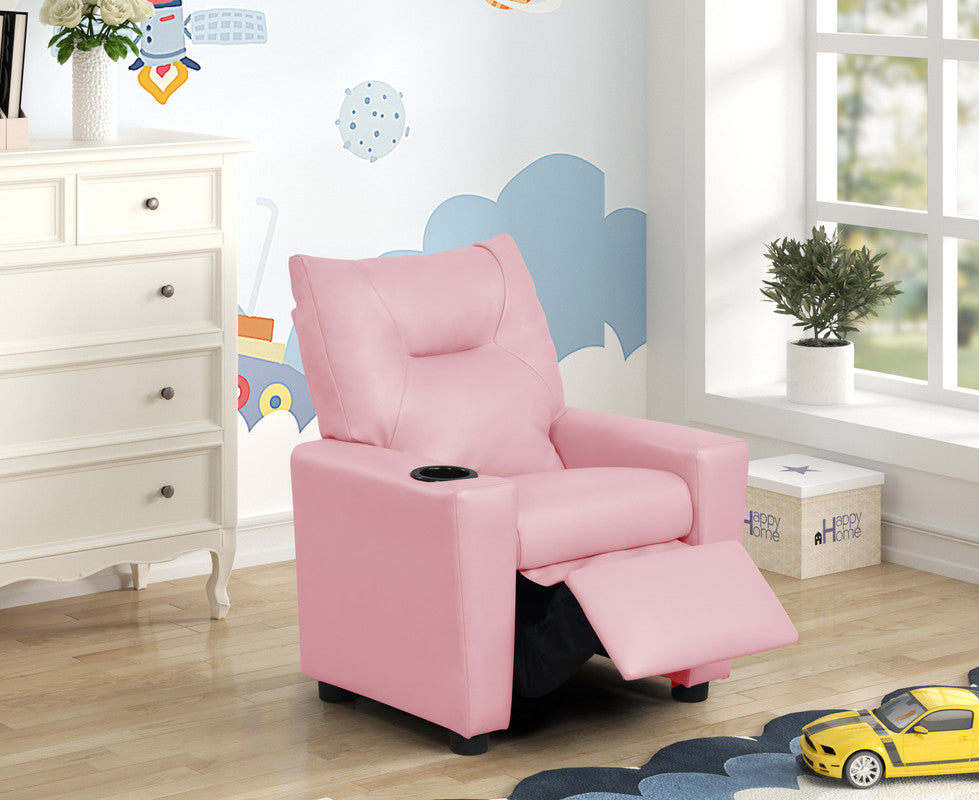 Perline Pink 23"W PU Leather Kids Recliner