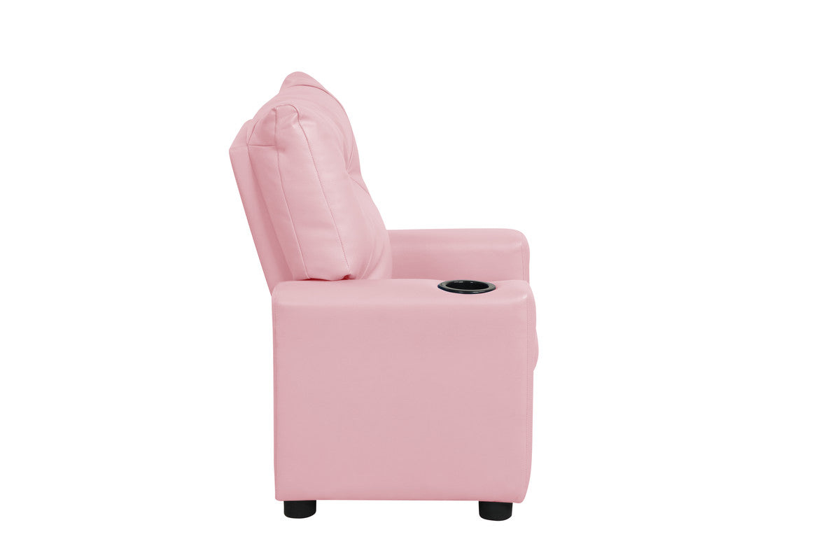 Perline Pink 23"W PU Leather Kids Recliner