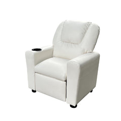 Marisa White 23"W PU Leather Kids Recliner