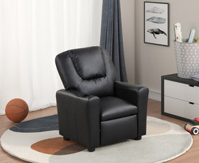 Marisa Black 23"W PU Leather Kids Recliner