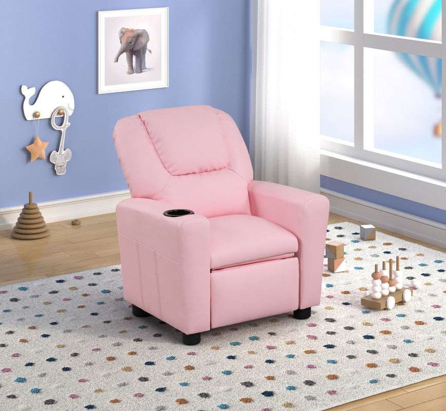 Marisa Pink 23"W PU Leather Kids Recliner
