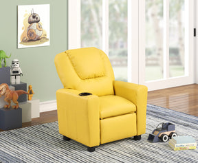 Marisa Yellow 23"W PU Leather Kids Recliner