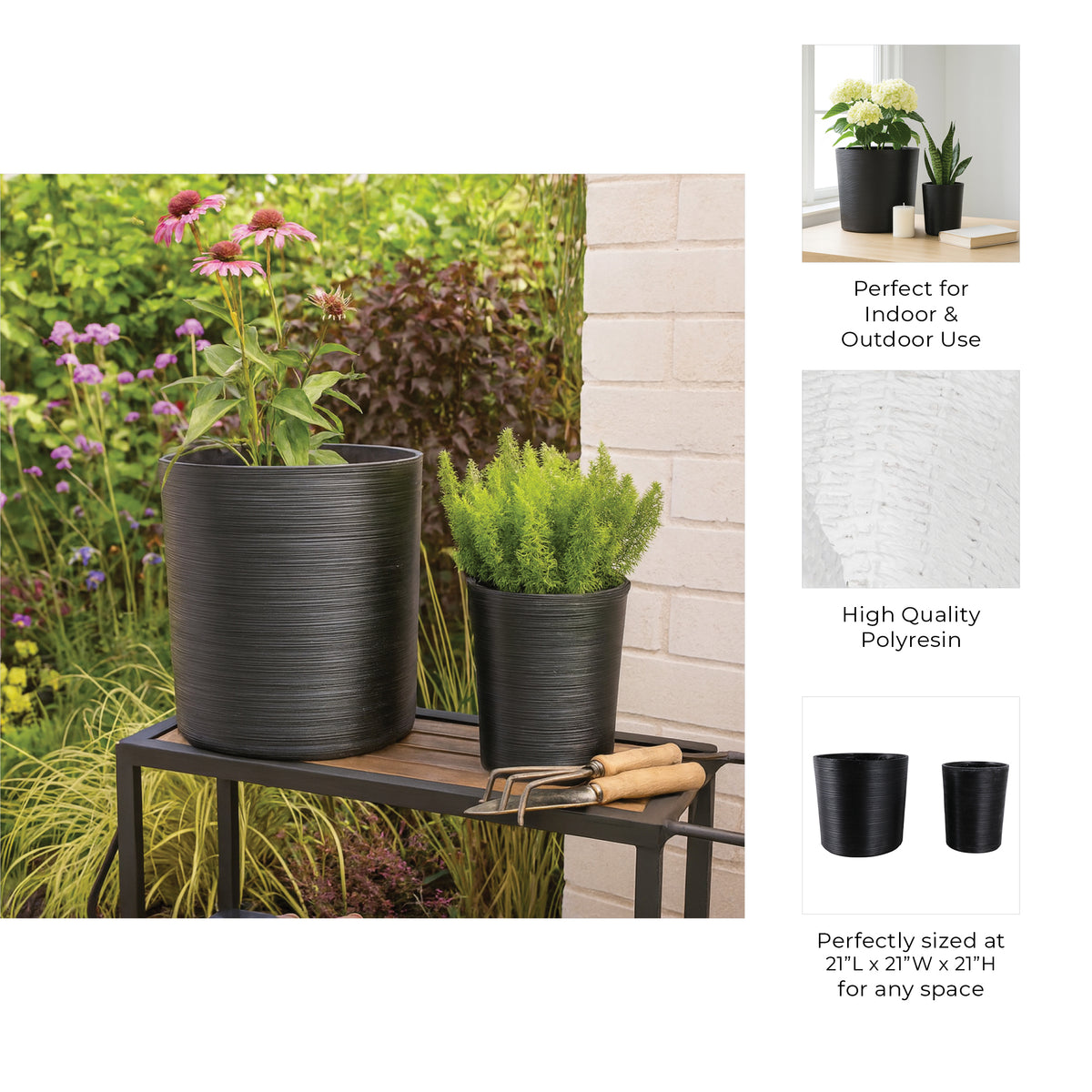 Skyemoor Black Planters (Set of 2)