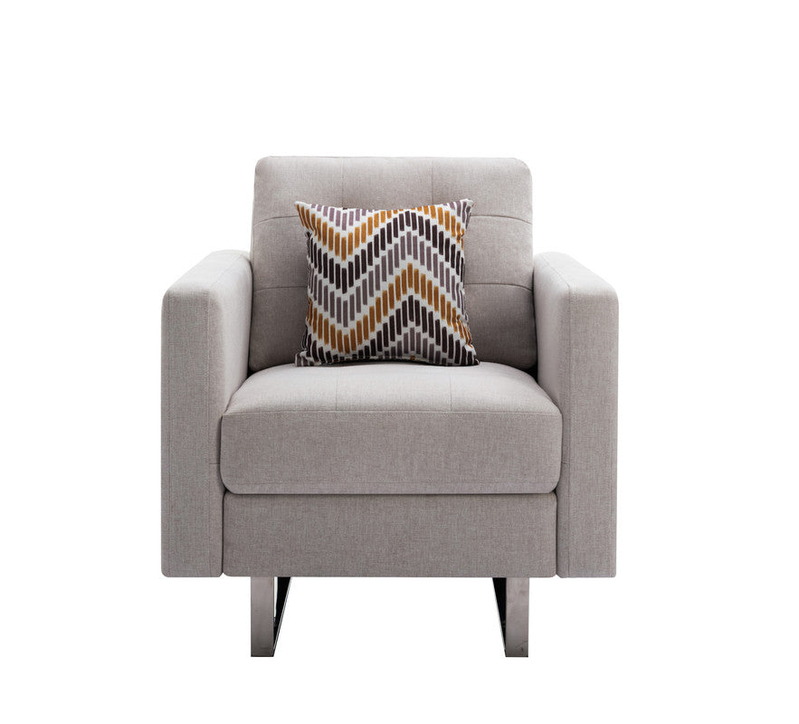 Victoria Beige 33.5"W Linen Armchair