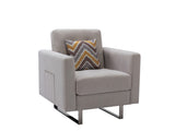 Victoria Beige 33.5"W Linen Armchair