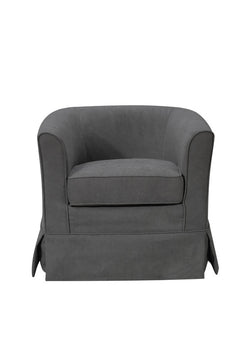 Tucker Gray 28"W Woven Fabric Swivel Barrel Chair