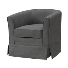 Tucker Gray 28"W Woven Fabric Swivel Barrel Chair