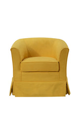 Tucker Yellow 28"W Woven Fabric Swivel Barrel Chair
