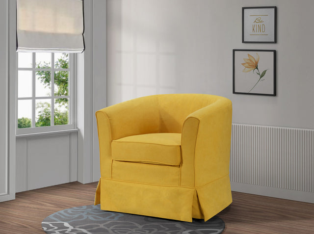 Tucker Yellow 28"W Woven Fabric Swivel Barrel Chair